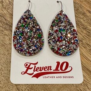 Multicolor Teardrop Glitter Disco Rave Earrings NWT